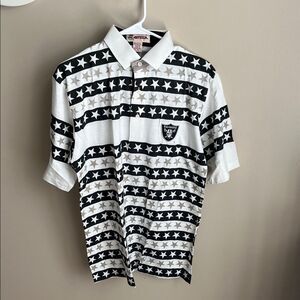 Oakland Raiders vintage Antigua all-over star print polo shirt, Medium NWOT